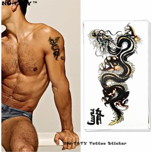 Nu-TATY Black Dragon of Doom Temporary Tattoo Body Art Flash Tattoo Stickers 17*10cm Waterproof Fake Tatoo Styling Sticker