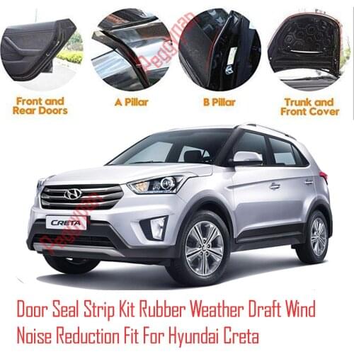 Door Seal Strip Kit Self Adhesive Window Engine Cover Soundproof Rubber Weather Draft Wind Noise Reduction Fit For Hyundai Creta