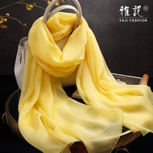 Yellow Silk Scarf Ladies Pure Color Hangzhou Big Large Size 250cm All Seasons Foulard Femme Silk Shawls Women