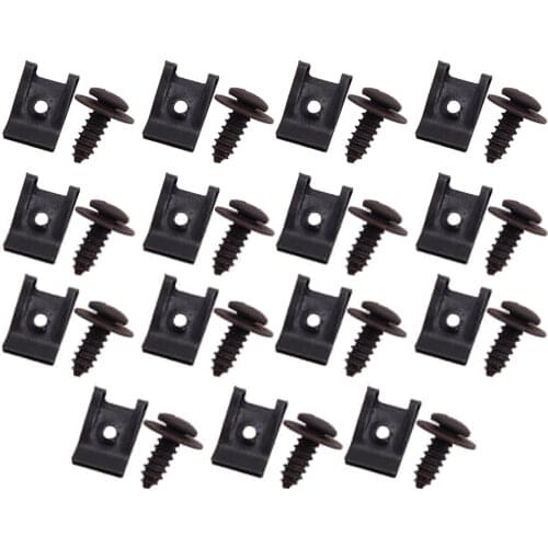 15Sets Metal Spring U-type Fastener Clips With Screws Fit For Car Bumper Fender Trim Panel Fitting