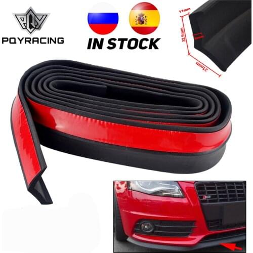 2.5M Car Bumper Lip Stickers Car Front Bumper Lip Rubber Car Bumper Protectors Exterior Mouldings Bumper Lip Strip 65mm Width