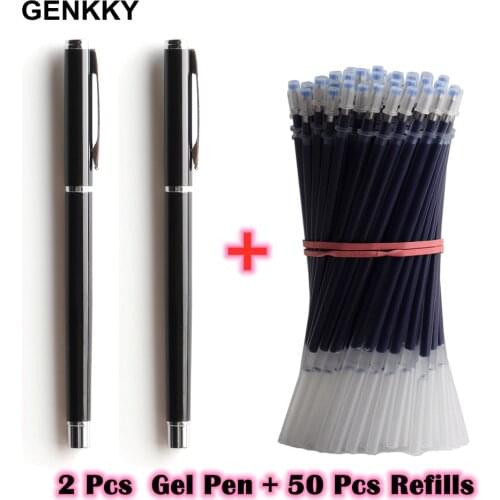 2+50Pcs/Set Metal Gel Pen With Gel Ink Refills Men Women Signature Business Writing Pens For Office School Stationery Supplies