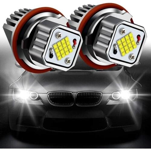 2Pc White Angel Eyes Halo Ring Marker Light Led Bulb Headlight 80W 6000K for -BMW 1 5 7 Series X3 X5 E39 E53 E60 E66 E87