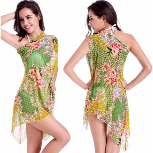2021 New 3 Wear Options Beach Swimming Dress Floral Strech Mesh Cover Ups Multi - Wears Convertible Summer Sexy Beach Dresses