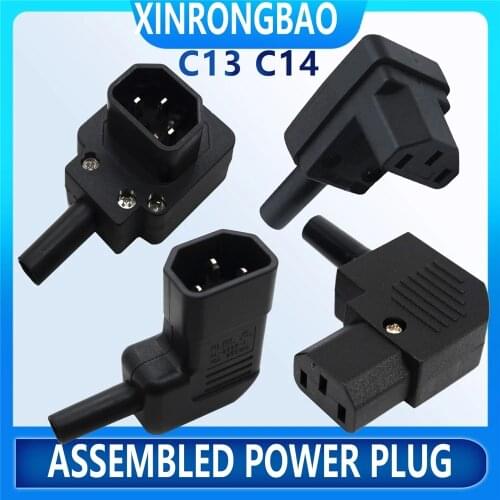 250v 10a Elbow 90° IEC320 C13 C14 PDU UPS wired power outlet assemble install connector electric Panel Receptacle AC socket Plug