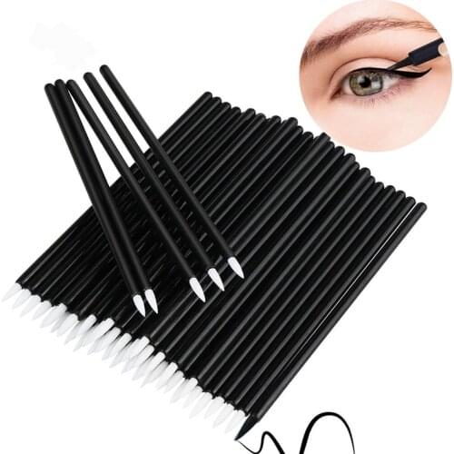 50pcs Tattoo Supply Disposable Eyeliner Liquid Brushes Applicator Swab Microbrush Eyelash Lipliner Extension Tools Black Colors
