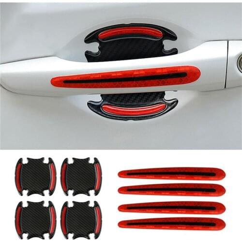 8Pcs Car Stickers Door Handle Reflective Stickers Warning Tape Auto Reflective Strip Driving Safety Mark Warning Car Decoration