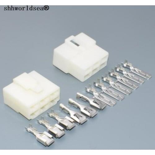Shhworldsea free shipping 100Sets 6 pin way 6.3mm car electrical connectors Auto socket and plug for car and motorcycle