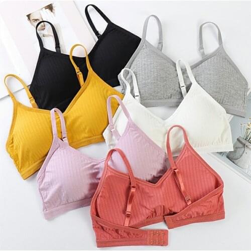 Wire Free Bra Women Cotton Padded Push Up Sexy Bra Three-Hook-and-eye Tube Top Adjusted-Straps Girls Breathable Vest