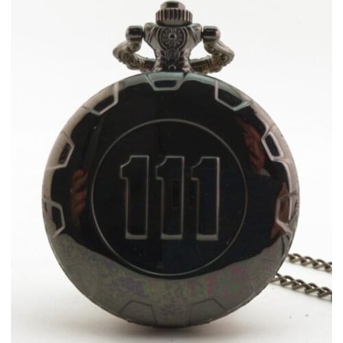 Black Pocket Watch 4 Vault 111 Electronic Games Necklace Chain Pendant Gift