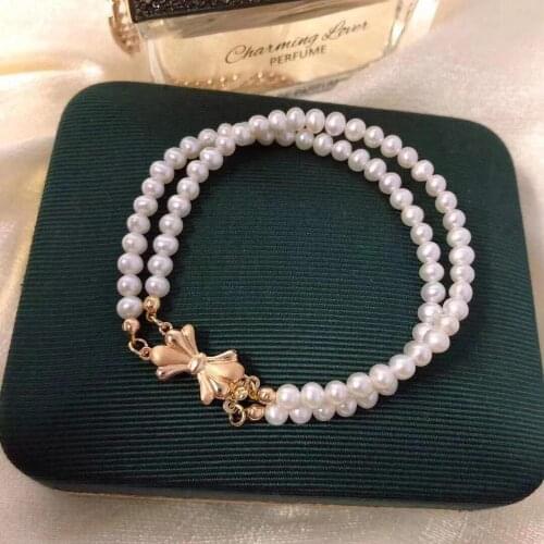 D1003 Pearl Bracelets Fine Jewelry 4-5mm Nature Fresh Water White Pearls Bracelets for Women Fine Jewelry