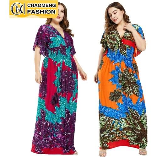 Elegant Fashion Printed Vestido De Mujer Plus Size High Quality Summer Bohemian Clothing America Europe Africa Women Beach Dress