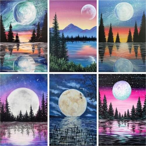 EverShine DIY 5D Diamond Painting Moon Cross Stitch New Arrivals Diamond Mosaic Landscape Picture Rhinestones Art Home Decor