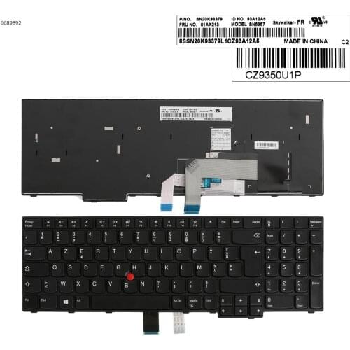 FR French AZERTY New Replacement Keyboard for Lenovo Thinkpad E570 E570c E575 01AX213 SG-84600-2FA Laptop with Pointer