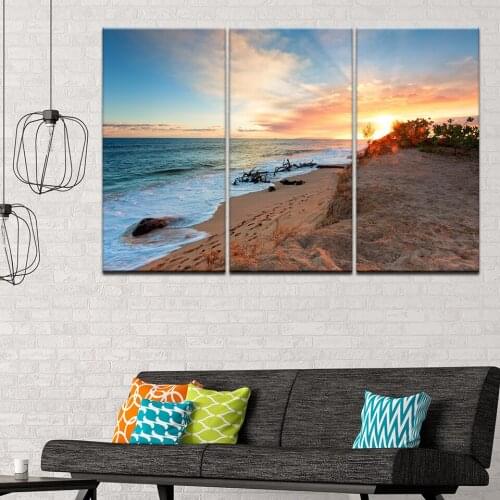Canvas Painting Nature landscape sea beach sunset 3 Pieces Wall Art Painting Modular Wallpapers Poster Print Home Decor