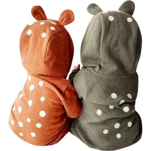 Newborn Infant Baby Boy Girl Deer Hooded Romper Jumpsuit Clothes Outfits Long Sleeve Baby Rompers Thick Warm Winter