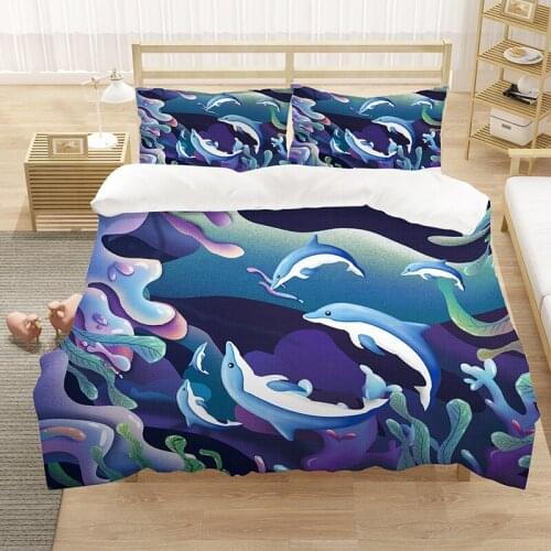 Bedding Set Large Fantasy Painted Pattern Quilt Cover Flower Bed Cover Large 3pcs Watercolor Art Luxury Bed Cover