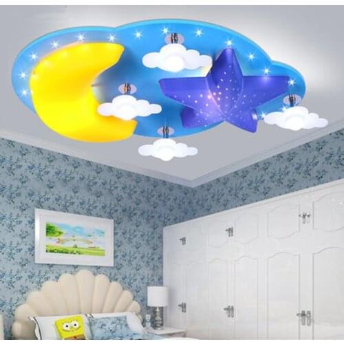 Creative Cartoon star moon childrens room bedroom ceiling lamp led boys and girls cartoon children room lighting