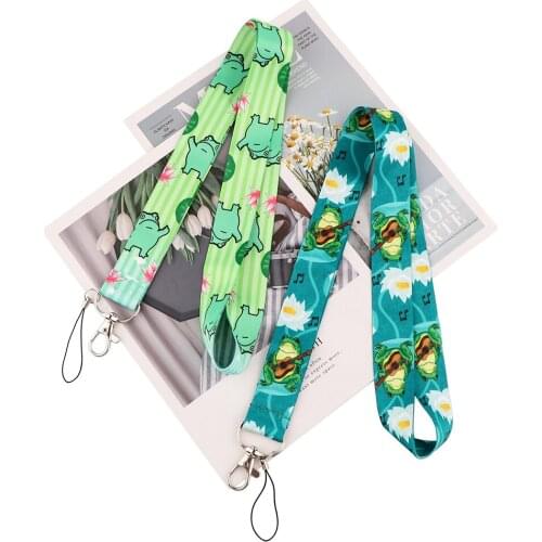 MD604 DMLSKY Cartoon Frog Sing in the Pond Kawaii Phone Lanyard Fashion Strap Neck Lanyards for ID Card Phone Keys For Fans