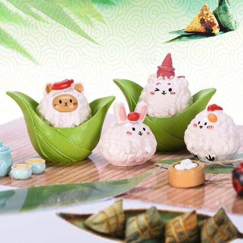 4/5Pcs Cute Dragon Boat Festival Zongzi Model Figurines Home Decor Fairy Garden Miniatures Figurines for Living Room Decoration