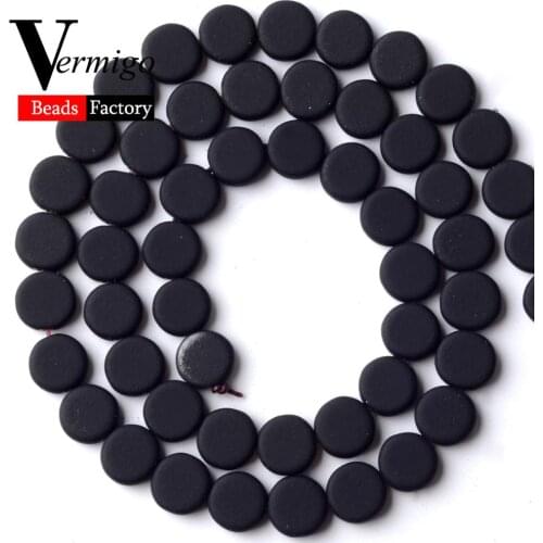 Natural Round Pie Black Nanotech Rubber Hematite Stone Beads For Jewelry Making 8mm Spacer Beads Diy Bracelets Accessories 15"