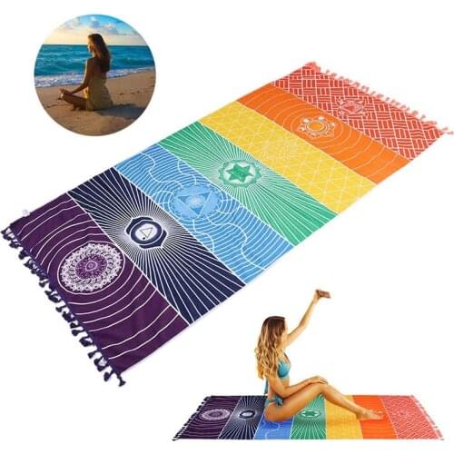 150x75cm/150cm Non-slip Yoga Mats Fitness Bohemia Mandala Rainbow Yoga Blanket Exercise Sports Mat Cotton Tapestry Beach Towel