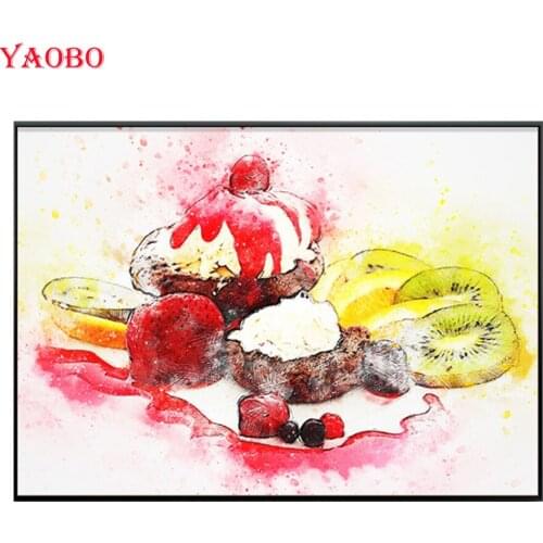 New Diamond Embroidery Ice Cream Kiwi Fruit 3D DIY Diamond Painting Mosaic Full Drill Resin Round Diamond art Kitchen Decor