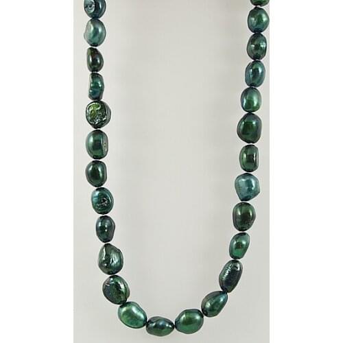 New Handmade Woman Gift Pearl Jewelry 7X9MM Baroque Genuine Freshwater Pearl Necklace Single Strand Choker Necklace Heart Clasp