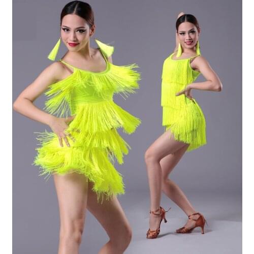 Latin Dance Dress Modern Ballroom Sexy Fringe Girl costume Tassel Fringe Salsa Tango Dance Wear Performance Dresses For Dancing