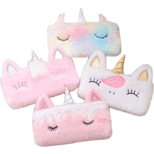 Unicorn plush pencil bag coin purse high quality mobile phone bag large capacity pencil case sweet gift for girls