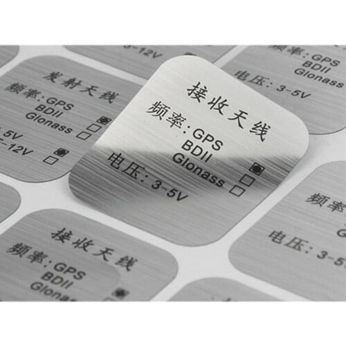 Custom Fahion Silver Logo Stickers Printing Coated Paper Brushed Silver Sticker Labels Tag Self-Adhesive