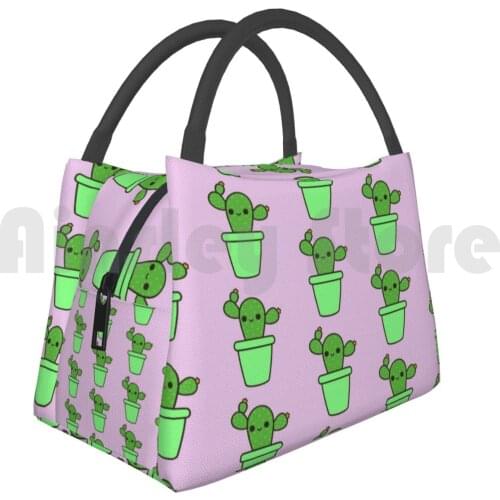 Portable Insulation Bag Cute Cactus In Green Pot Cute Kawaii Sweet Adorable Plant House Plant Cactus Cacti