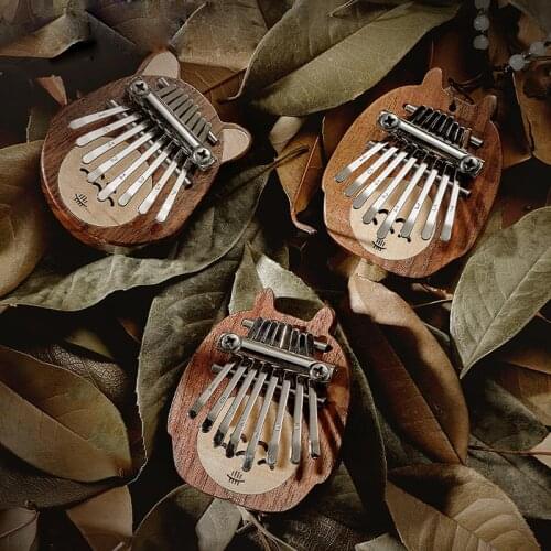Hluru D Portable Exercise Black walnut Kalimba Totoro Mini8 keys tone Beginner Thumb piano Musical instrumentnotes kid Xylophone