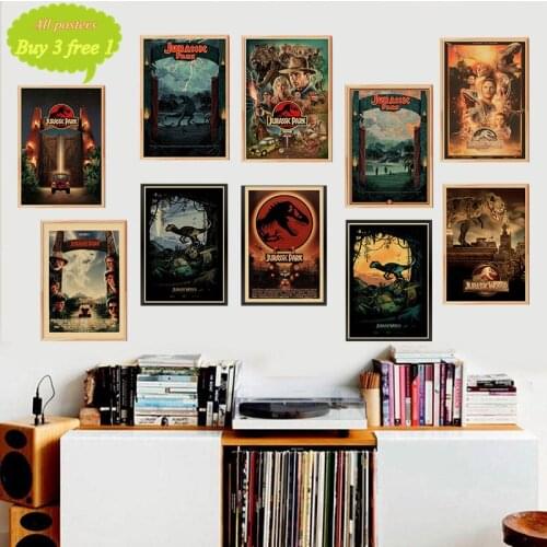 Jurassic Park Dinosaur Poster Jurassic World retro Kraft paper Poster Wall stickers Home Decoration Wall Decor