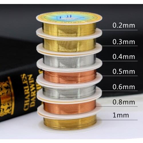 1roll 0.2/0.3/0.5/0.6/0.8/1.0mm Colorfast Silver Copper Wire For Bracelet Thread Metal String Wire For DIY Beads Jewelry Making