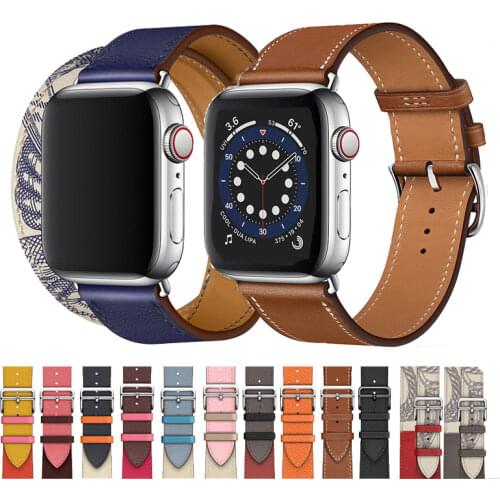 Genuine Leather Watch Strap For Apple Watch 44mm 40mm 42mm 38mm Strap For iWatch Series 6 SE 5 4 3 2 1 Replacement Band