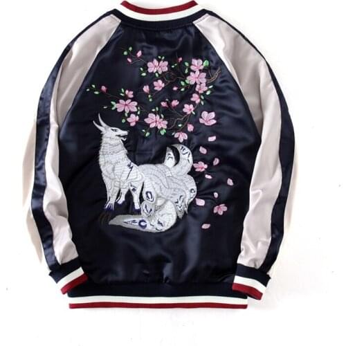 ZhuZunZhe Two Sides Luxury Nine Tailed Fox Embroidered Jackets Smooth Souvenir Spring Autumn Men Women Baseball Jacket Coats