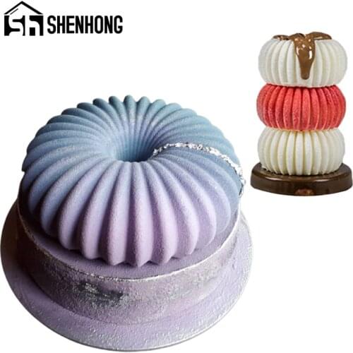 SHENHONG Pastry Baking Tools 8 Inch Food Grade Silicone Cake Molds Thread Ring Mousse Moulds Dessert Pan Kitchen Bakeware Set