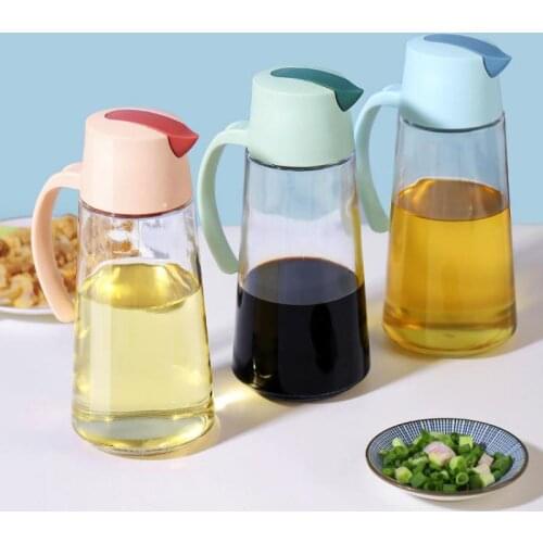 ONEICE Oil Can Glass Non-hanging Kitchen Household Large-capacity Automatic Opening And Closing Bottle Soy Sauce Vinegar 630ml