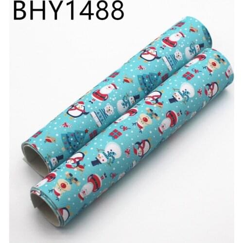 20*33cm A4 Christmas print synthetic leather fabric for DIY bow material BHY1488