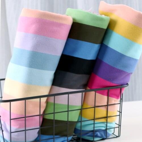 Thin rainbow striped fabric Elastic cotton Gradient Cloth for sewing fashion clothes material