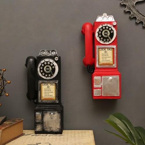 Vintage Rotate Classic Look Dial Pay Phone Model Resin Retro Booth Telephone Figurine Home Decoration Ornament Crafts Accessory
