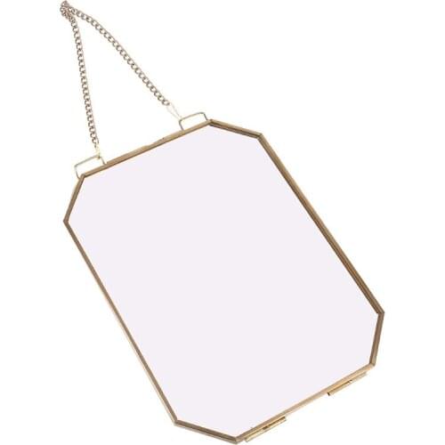 Octagon Floating Hanging Photo Frame Metal Glass Portrait Picture Plant Specimen Display Holder Home Decor