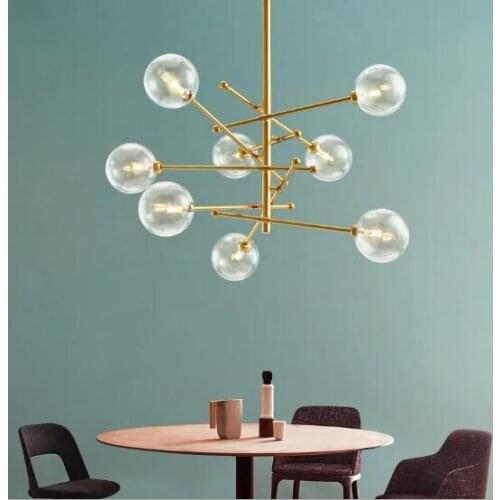 Loft Gold Creative Chandelier Iron Dining Lighting Living Room Lamp American Syle Minimalism Lamp Indoor Modern LED