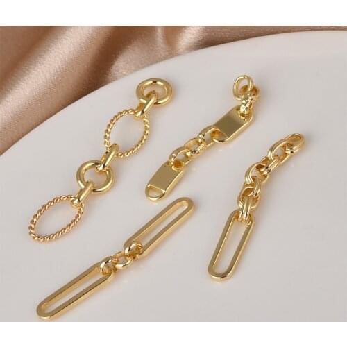 High Quality Copper 14K Gold Silver Plated Simple Chains Charms Connector 1pcs For DIY Jewelry Necklace Making Accessories