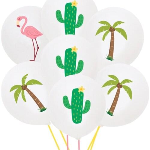 100pcs/lot 12 Inch Cartoon Cactus Coconut Tree Latex Balloon Birthday Summer Hawaiian Beach Swimming Pool Party Decor Ballon