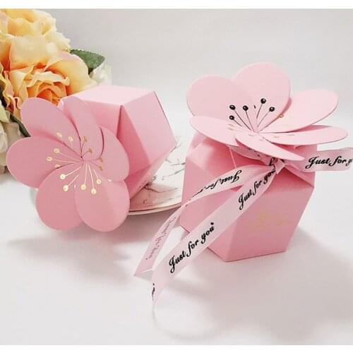 100pcs Flower Petal Chocolate Candy Boxes Cardboard Wedding Decoration Paper Gift Box Packaging Event Party Supplies