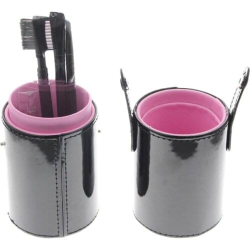 17.8*6.6cm Cylinder Brush Holder Eyebrow Makeup Cosmetic Set Include Eyebrow Brush Tweezer Eye Shadow Brush Eyelash Brow Comb