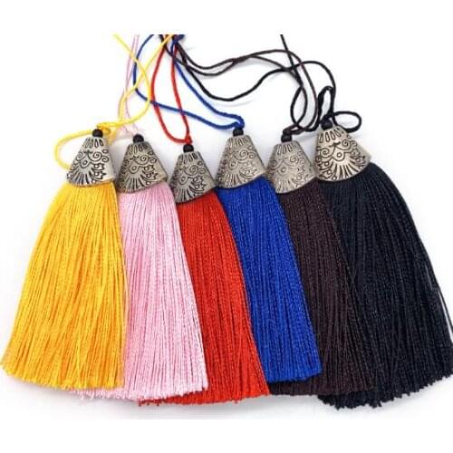 200pcs Metal Fish Mouse Cap Tassel 7cm Cotton Thread Fabric Tassel DIY Jewelry Making Pendant Fringe Trim Craft Sewing Accessory