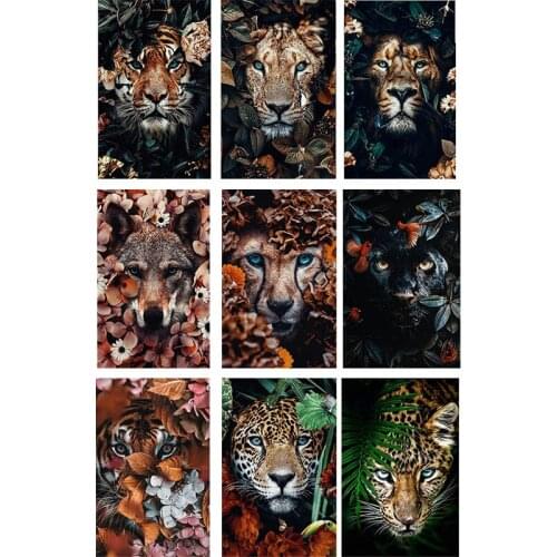 5d full Square Tiger wolf diamond painting jungle animals Round rhinestone embroidery mosaic cross stitch Fabulous art